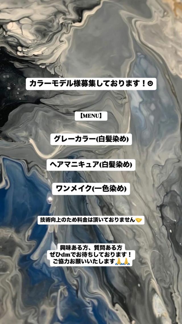 ワンメイク(おしゃれ染め)
グレイカラー(白髪染め)
ヘアマニキュア(白髪染め)